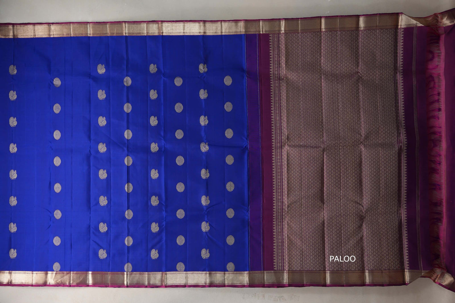 Deep blue Vintage Kanjivaram Silk Saree by Shreenivas Silks PSSR019391