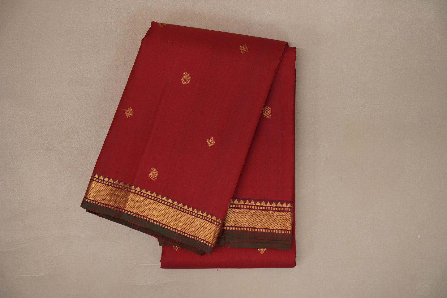 Deep Reddish Maroon Vintage Kanjivaram Silk Saree by Shreenivas Silks PSSR019392