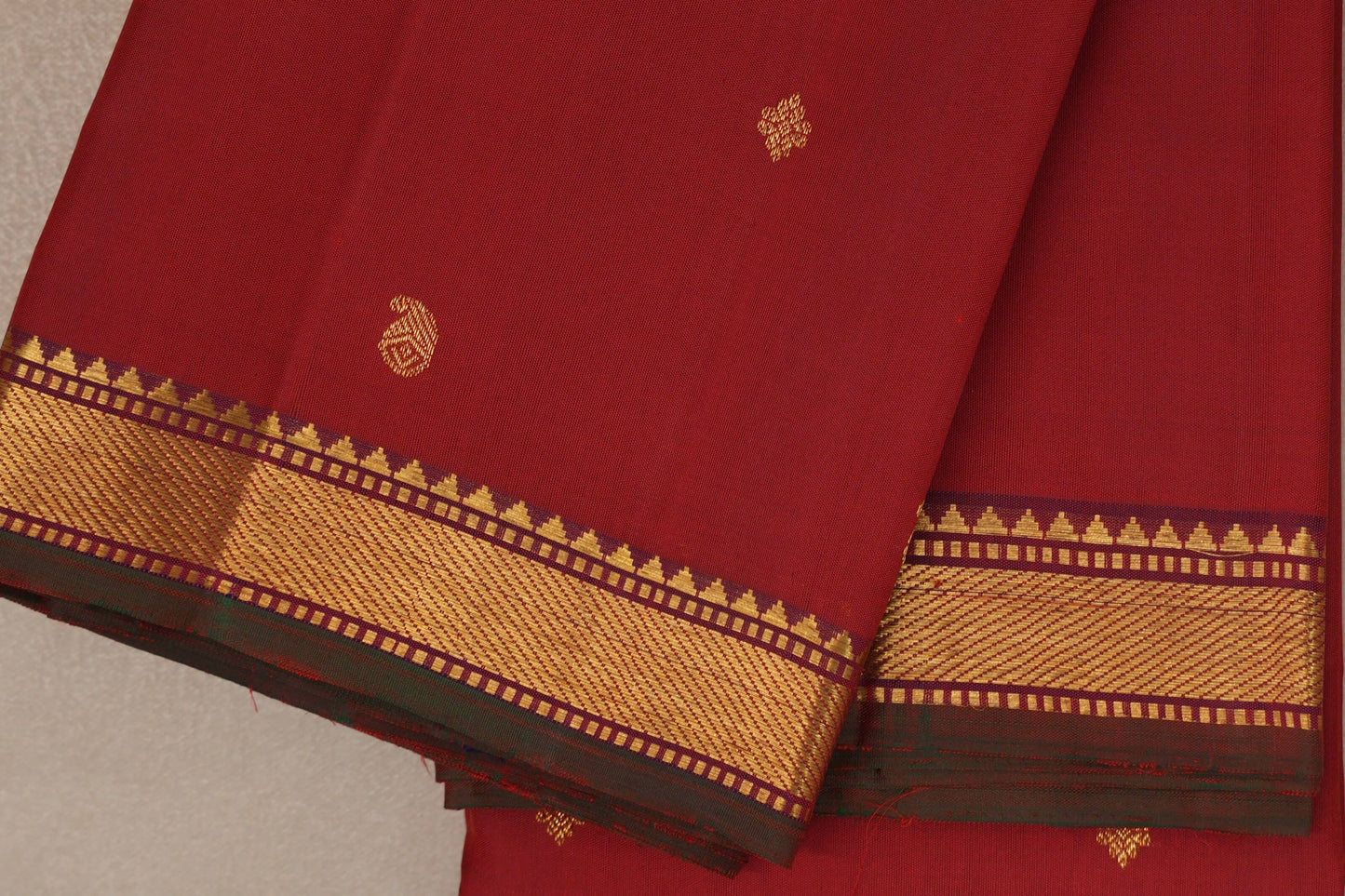 Deep Reddish Maroon Vintage Kanjivaram Silk Saree by Shreenivas Silks PSSR019392