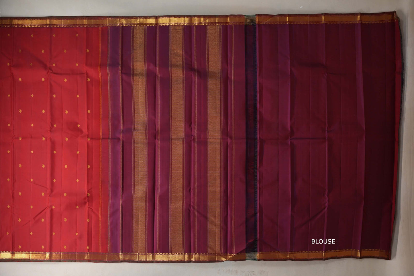 Deep Reddish Maroon Vintage Kanjivaram Silk Saree by Shreenivas Silks PSSR019392