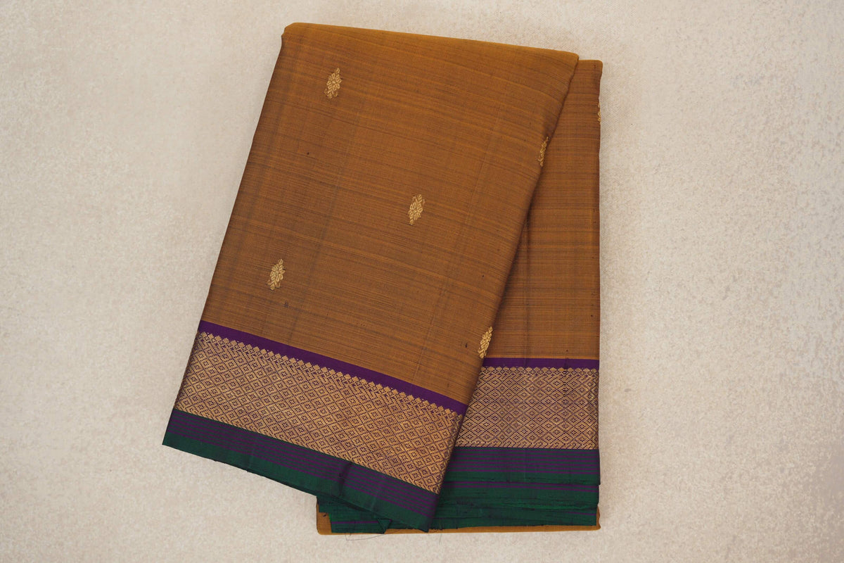 folded Gold Mustard vintage Kanjivaram Silk Saree