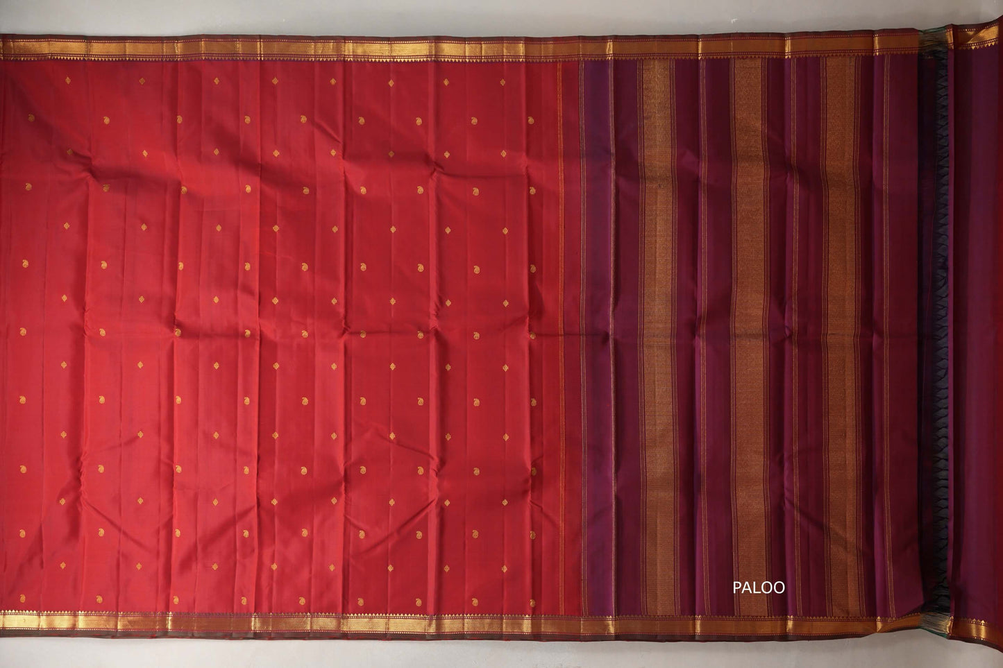 Deep Reddish Maroon Vintage Kanjivaram Silk Saree by Shreenivas Silks PSSR019392