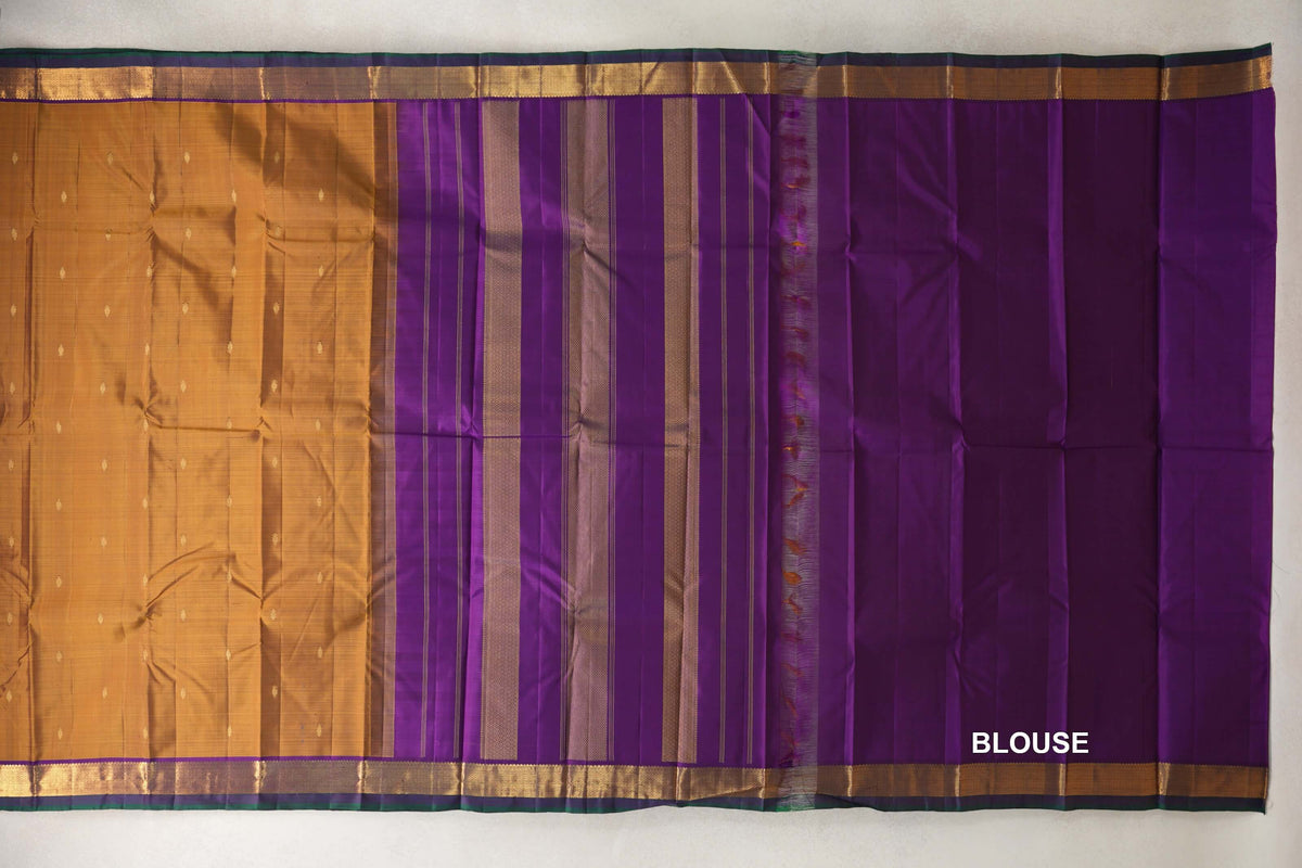 Gold Mustard vintage Kanjivaram Silk Saree blouse