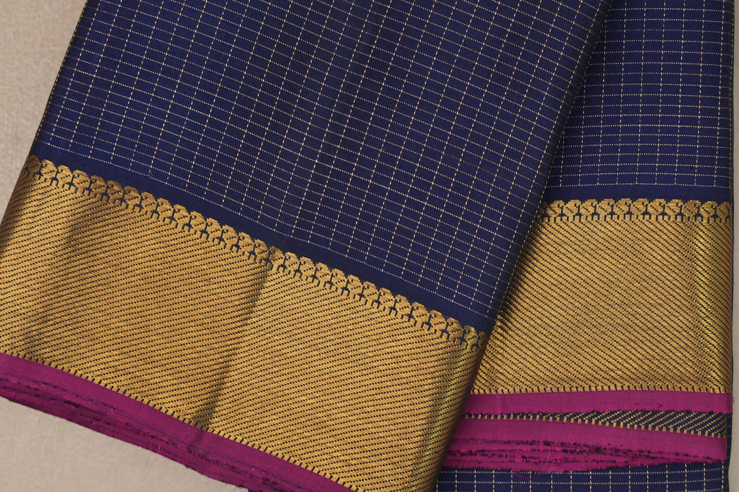 Deep blue Vintage Kanjivaram Silk Saree by Shreenivas Silks PSSR019394