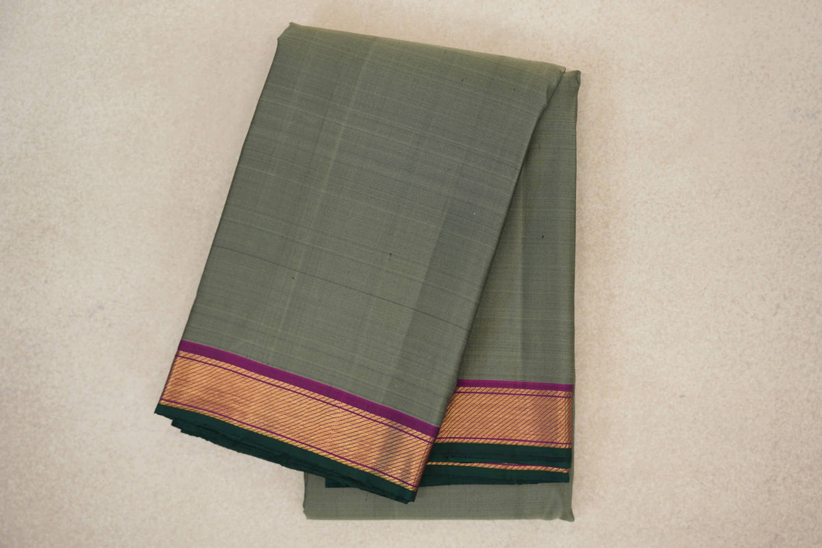 folded Sage Green Vintage Kanjivaram Silk Saree
