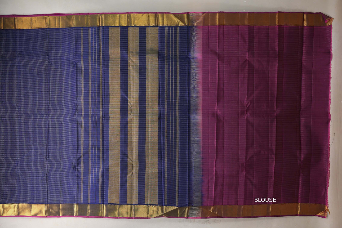 Deep blue Vintage Kanjivaram Silk Saree by Shreenivas Silks PSSR019394