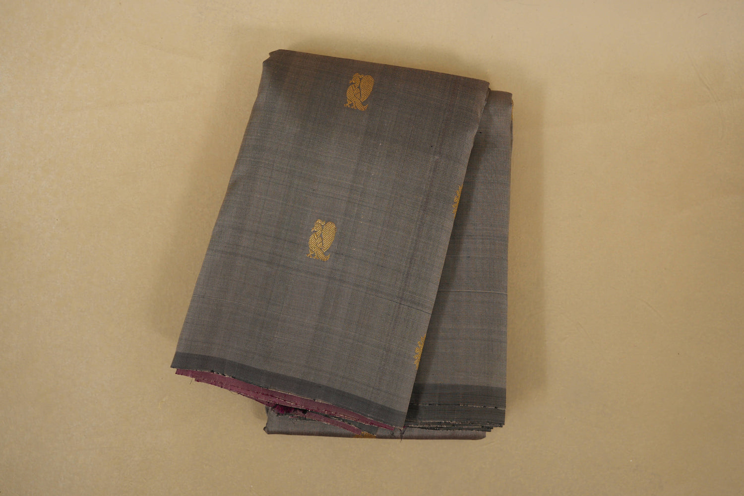 Gray with Borderless Vintage Kanjivaram Silk Saree