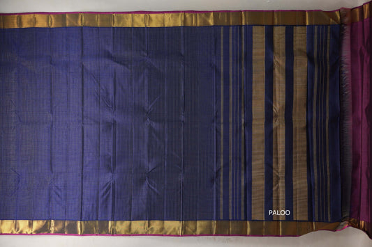 Deep blue Vintage Kanjivaram Silk Saree by Shreenivas Silks PSSR019394