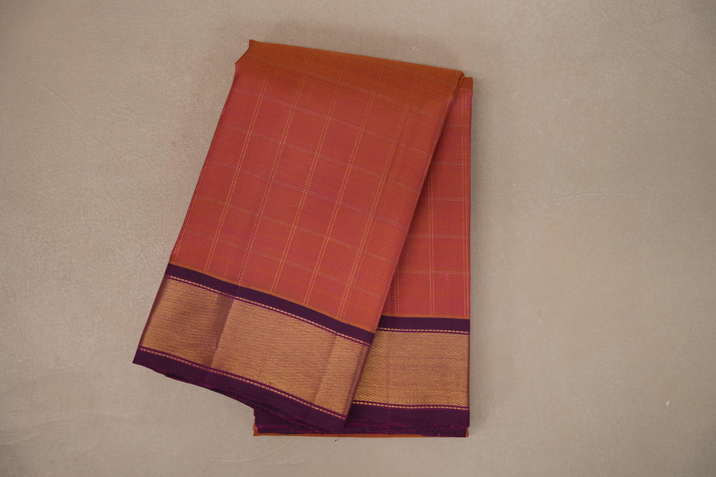 Dual Tone of Yellow and Pink Vintage Kanjivaram Silk Saree by Shreenivas Silks PSSR019395
