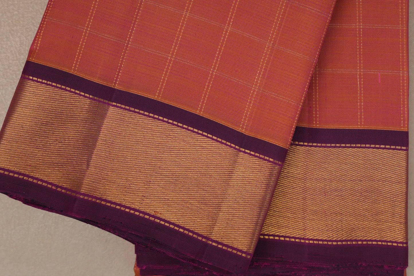 Dual Tone of Yellow and Pink Vintage Kanjivaram Silk Saree by Shreenivas Silks PSSR019395