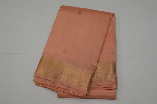 Peach pink light weight kanchipuram silk saree