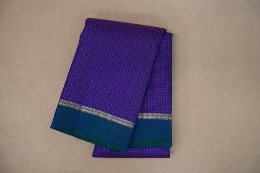 Royal purple with Peacock Green Vintage Kanjivaram Silk Saree by Shreenivas Silks PSSR019396