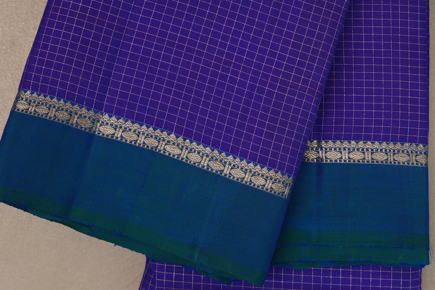 Royal purple with Peacock Green Vintage Kanjivaram Silk Saree by Shreenivas Silks PSSR019396