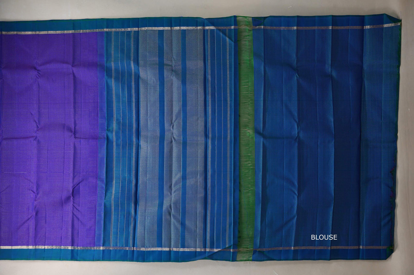 Royal purple with Peacock Green Vintage Kanjivaram Silk Saree by Shreenivas Silks PSSR019396