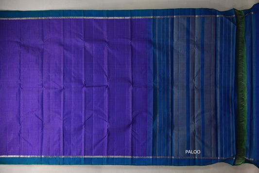 Royal purple with Peacock Green Vintage Kanjivaram Silk Saree by Shreenivas Silks PSSR019396