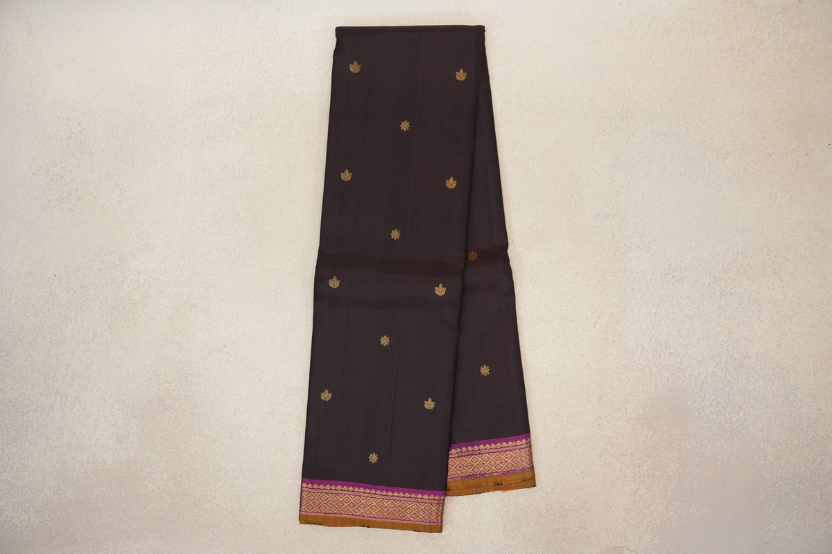 Deep Plum Brown vintage Kanjivaram Silk Saree online