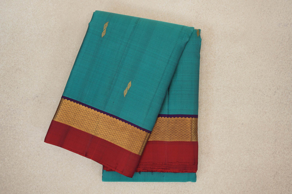 Aqua Blue vintage Kanjivaram Silk Saree