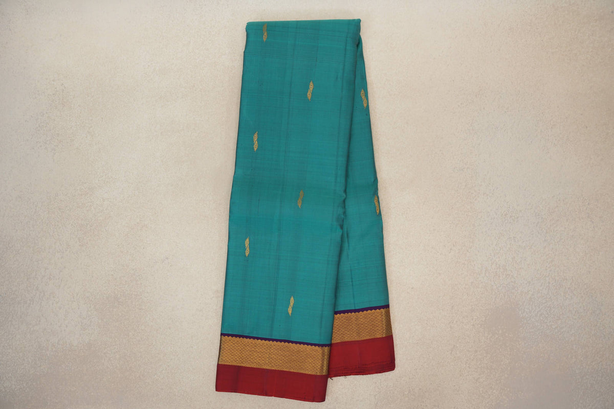 Aqua Blue vintage Kanjivaram Silk Saree online