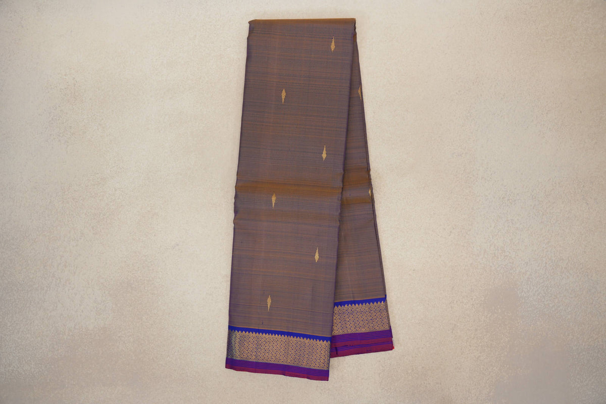 Dual Tone of Royal Blue and Mustard Yellow  Vintage Kanjivaram Silk Saree  online