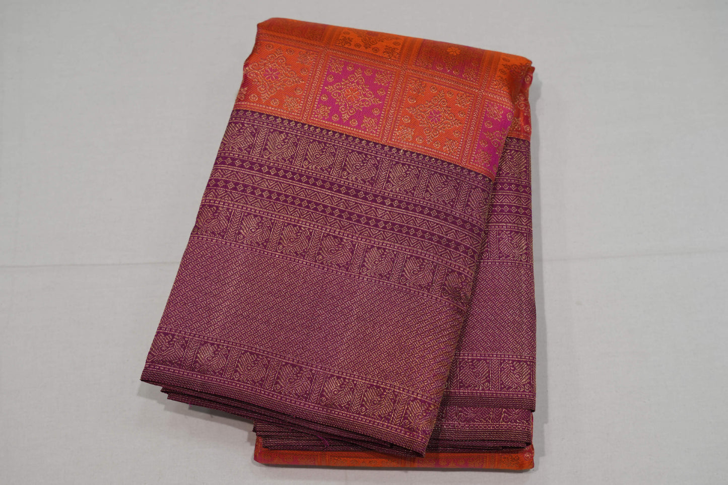 Pinkish orange kanchipuram silk saree