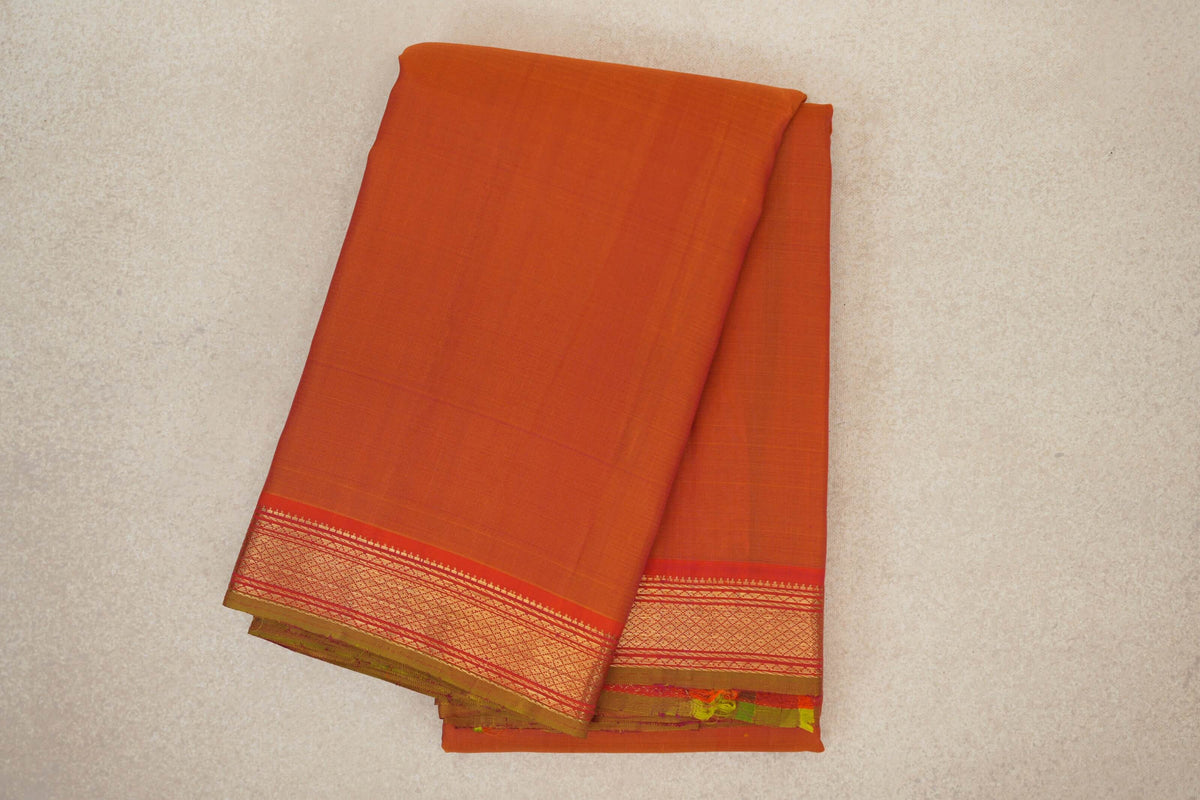 Dual Tone of Pink and Orange Vintage Kanjivaram Silk Saree