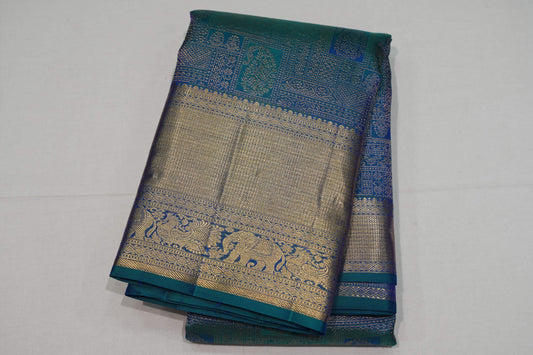 Peacock green bridal kanchipuram silk saree