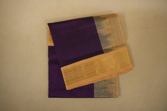 Purple with Sandal Borders Silk Cotton Saree
