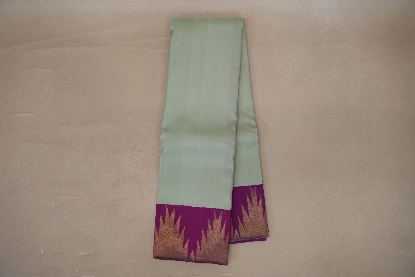 Mint Green withBright Magenta Temple Borders Vintage Kanjivaram Silk Saree by Shreenivas Silks PSSR019402