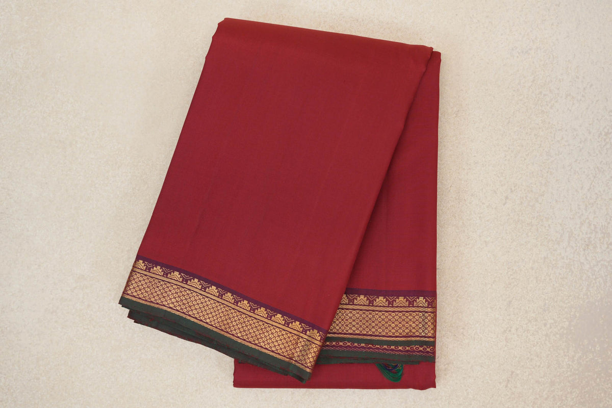 folded Deep Maroon vintage Kanjivaram Silk Saree