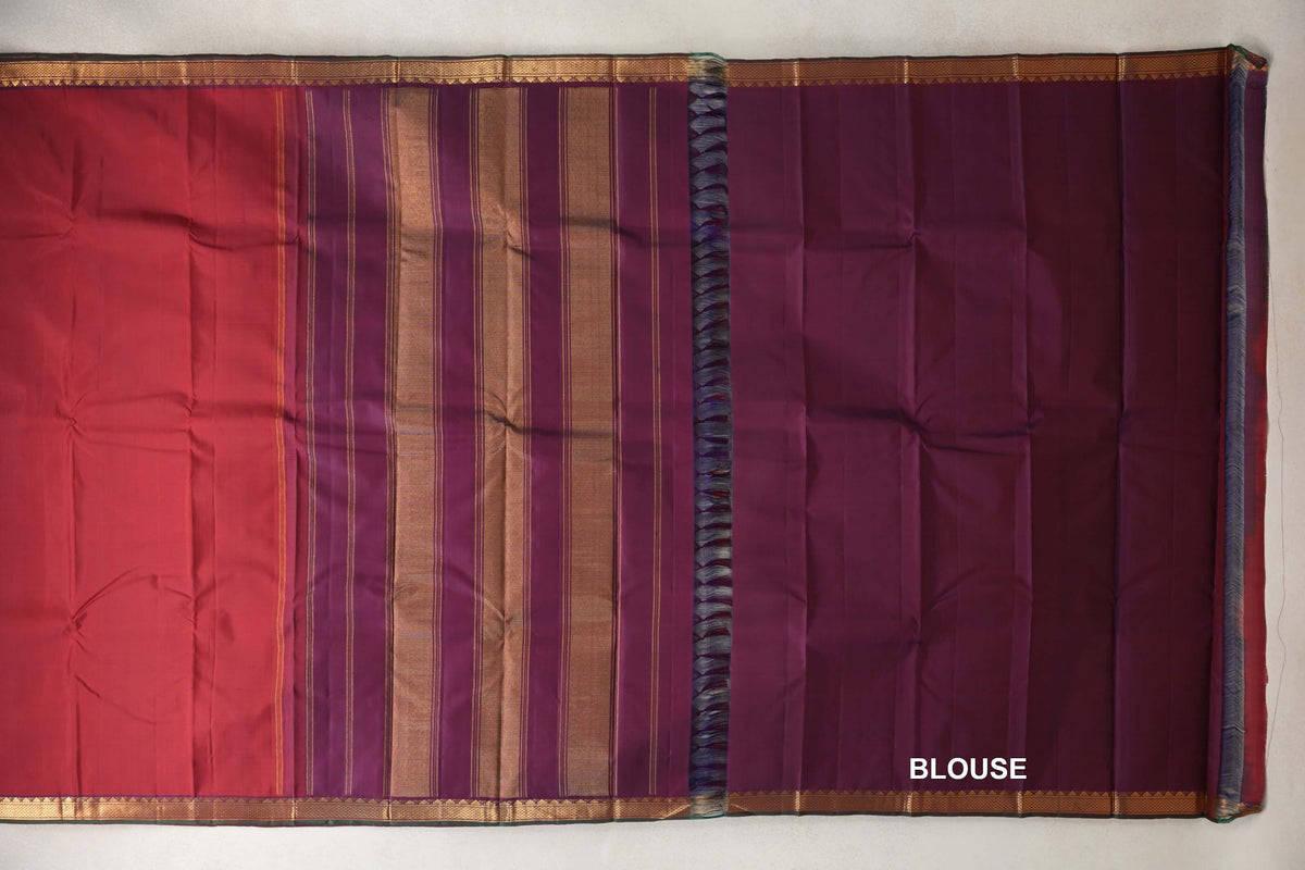 Deep Maroon vintage Kanjivaram Silk Saree blouse