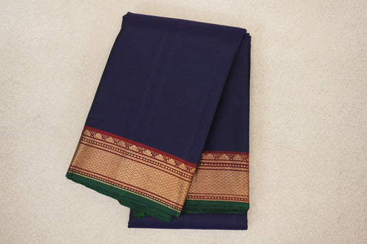 folded Deep Blue vintage Kanjivaram Silk Saree