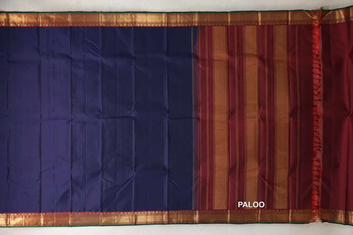 Deep Blue vintage Kanjivaram Silk Saree paloo