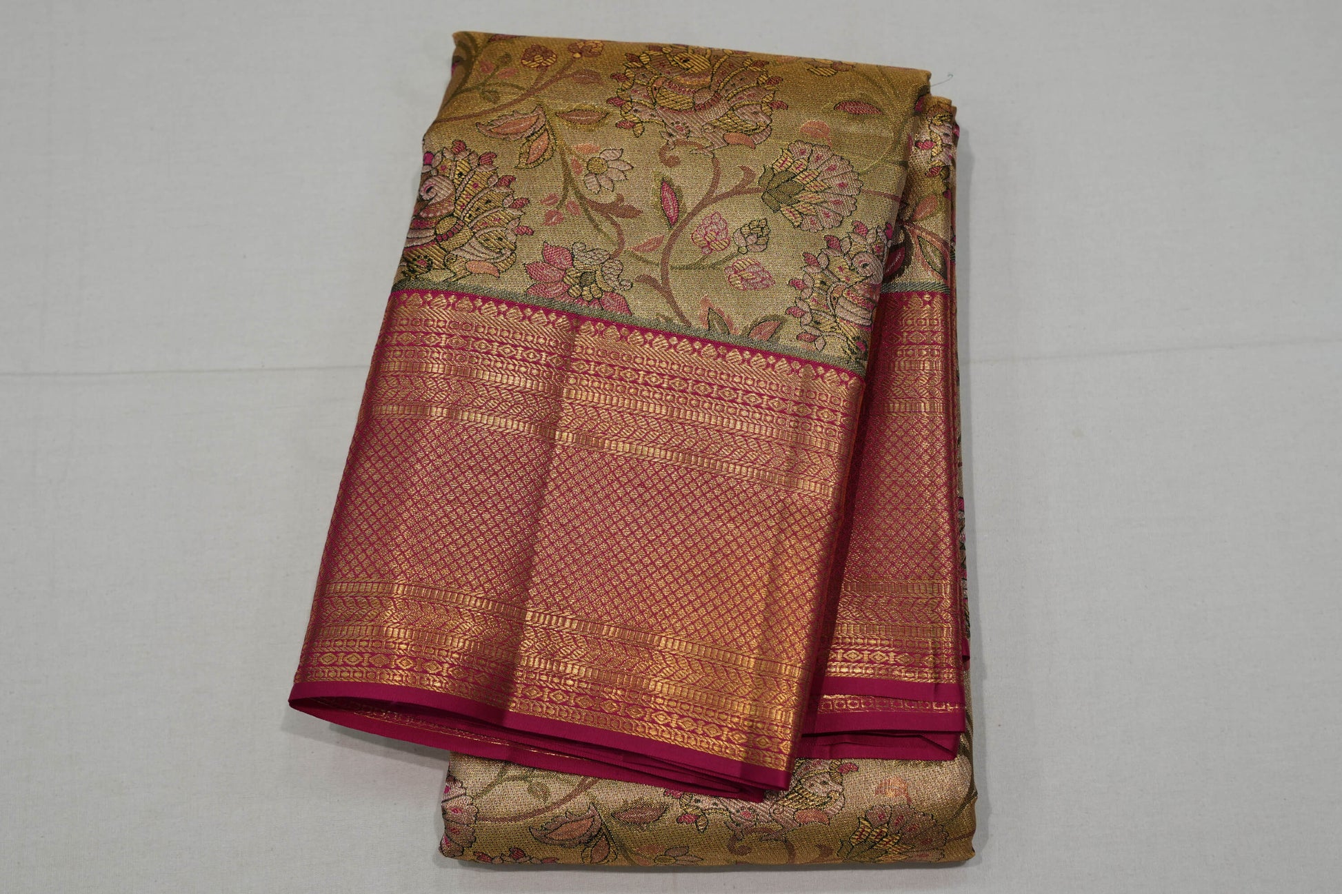 Multi-color bridal kanchipuram silk saree