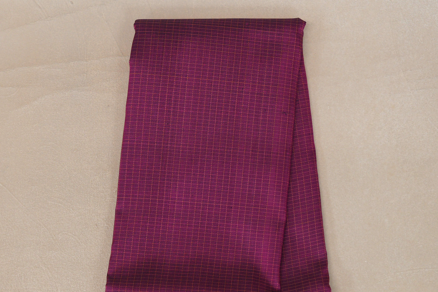 Zari Checks Deep Magenta with Rettai Pettu Borders Vintage Kanjivaram Silk Saree body