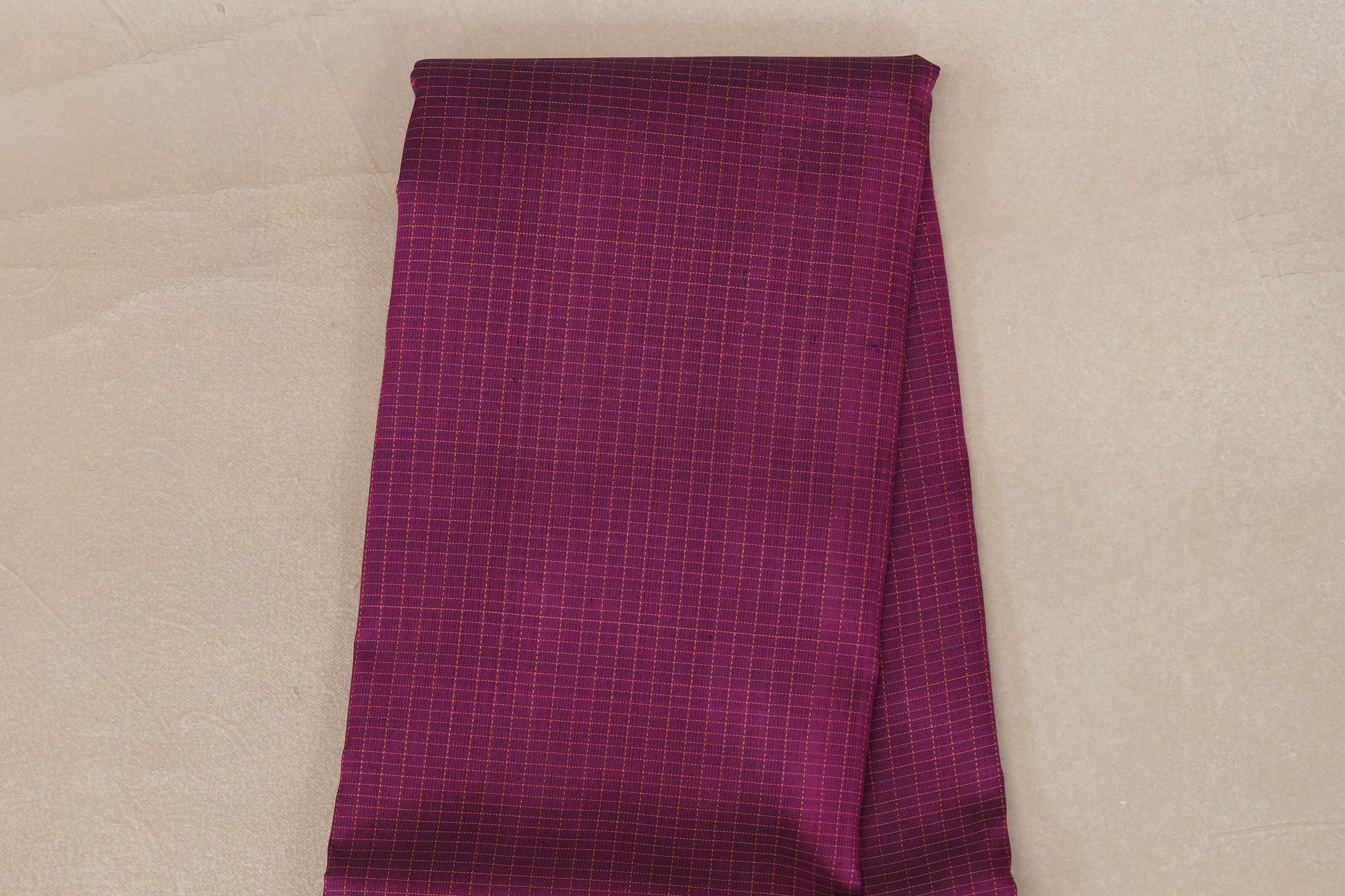 Zari Checks Deep Magenta with Rettai Pettu Borders Vintage Kanjivaram Silk Saree body
