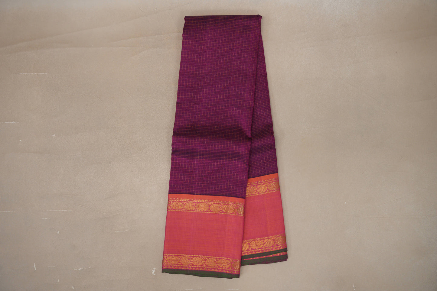 Online Deep Magenta with Rettai Pettu Borders Vintage Kanjivaram Silk Saree