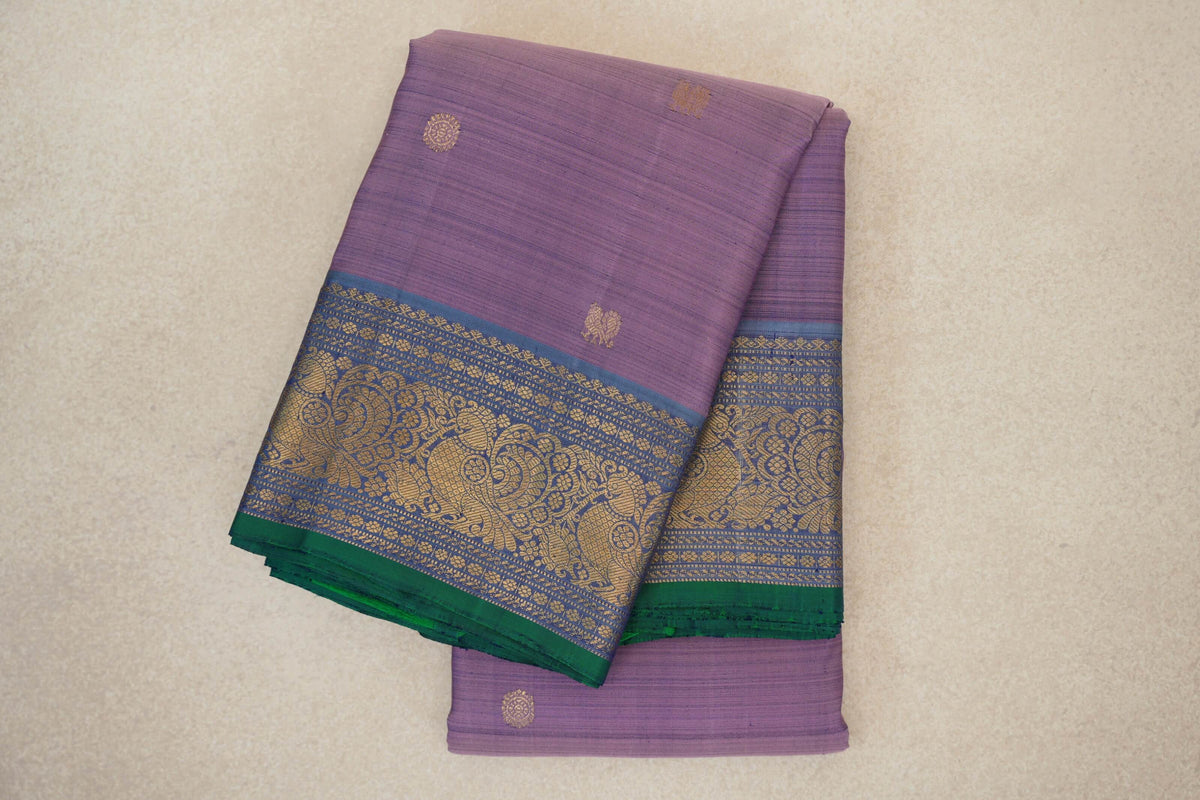 folded  Lavender Vintage Kanjivaram Silk Saree 