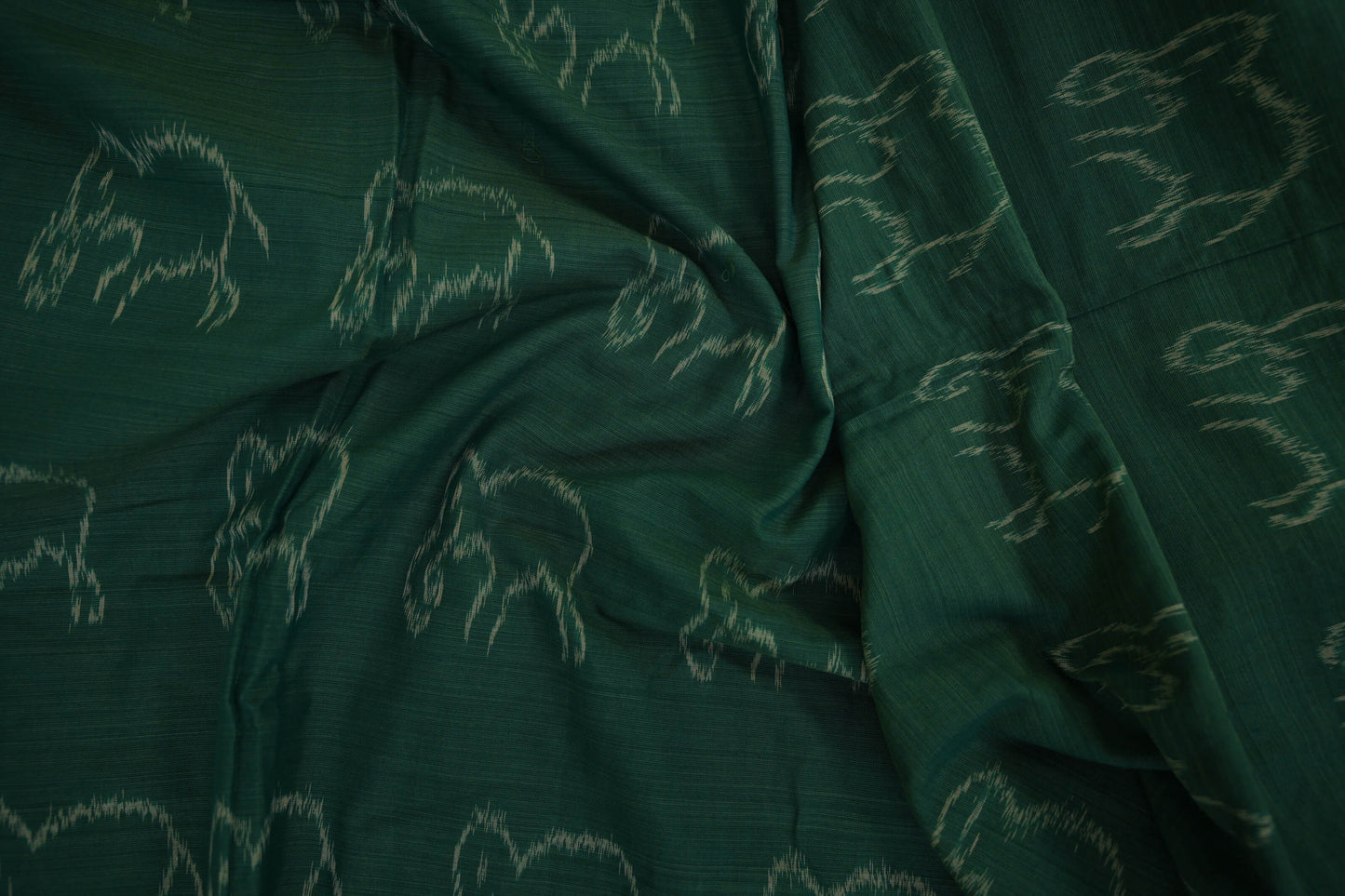 Teal Green Ikat Cotton Saree zoom