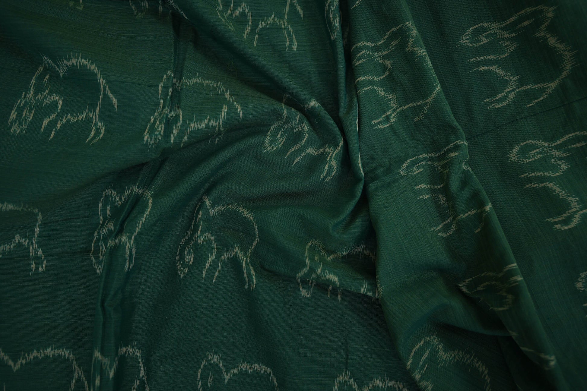 Teal Green Ikat Cotton Saree zoom