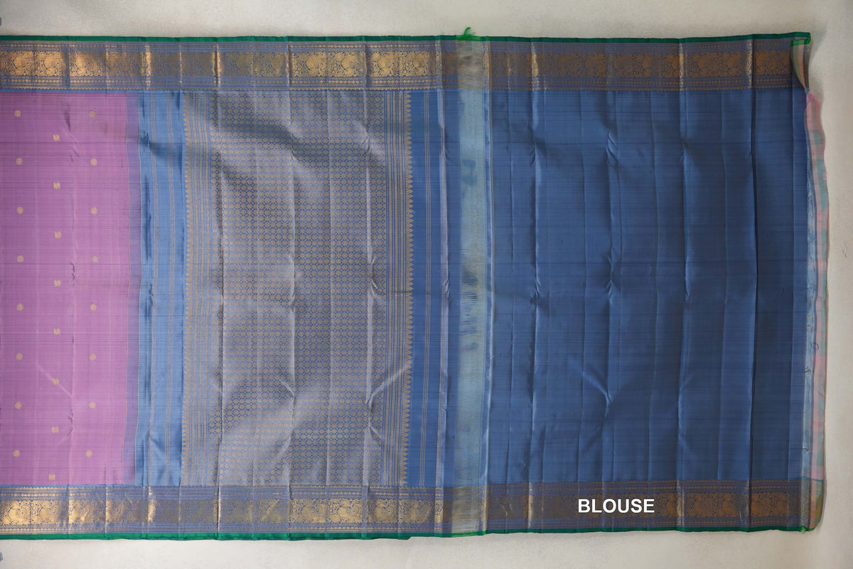 Lavender Vintage Kanjivaram Silk Saree   blouse