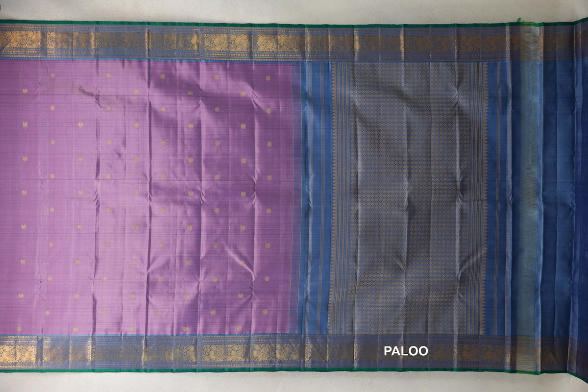 Lavender Vintage Kanjivaram Silk Saree  paloo