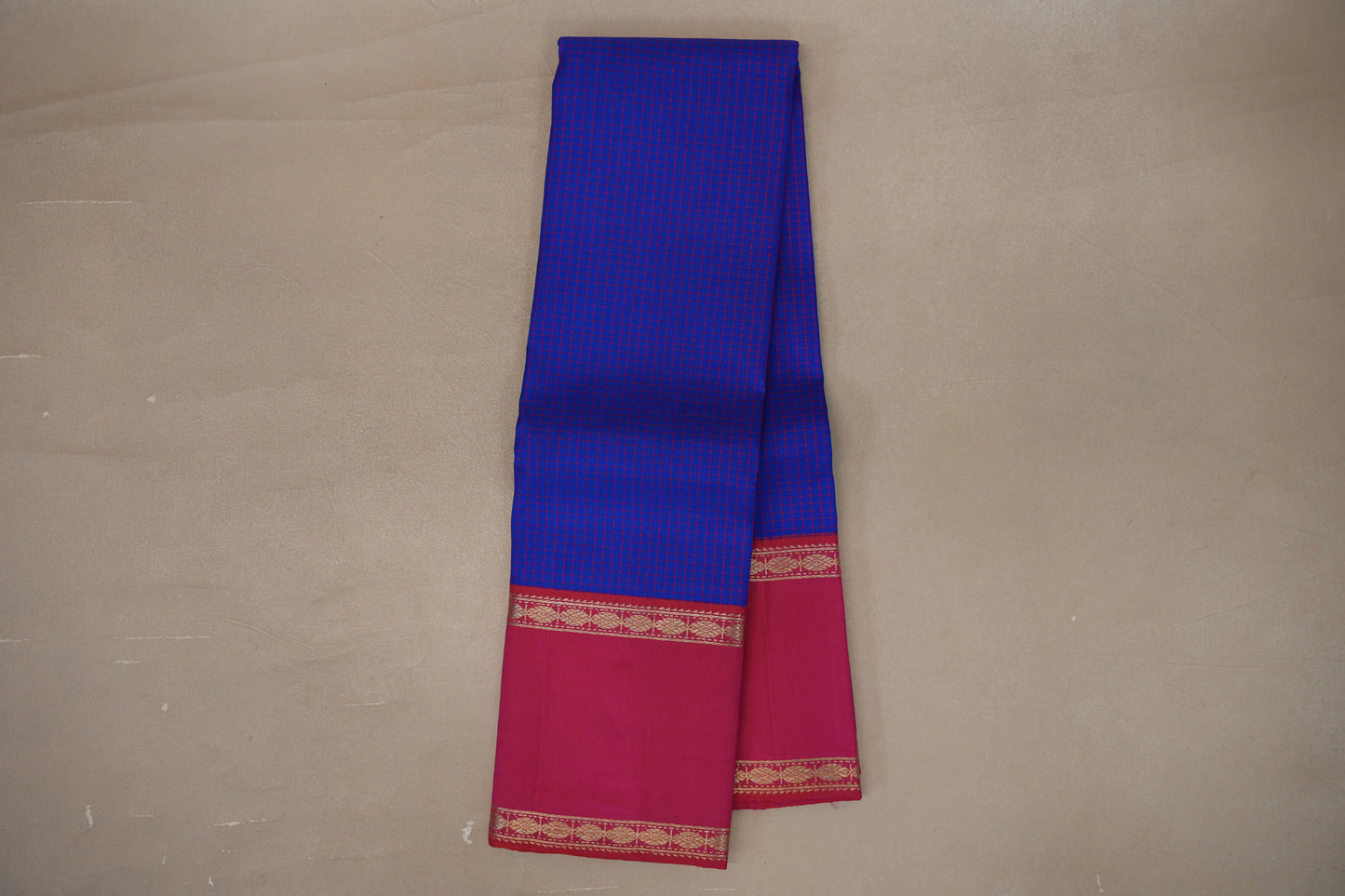 Online Royal Blue with Rettai Pettu Borders Vintage Kanjivaram Silk Saree