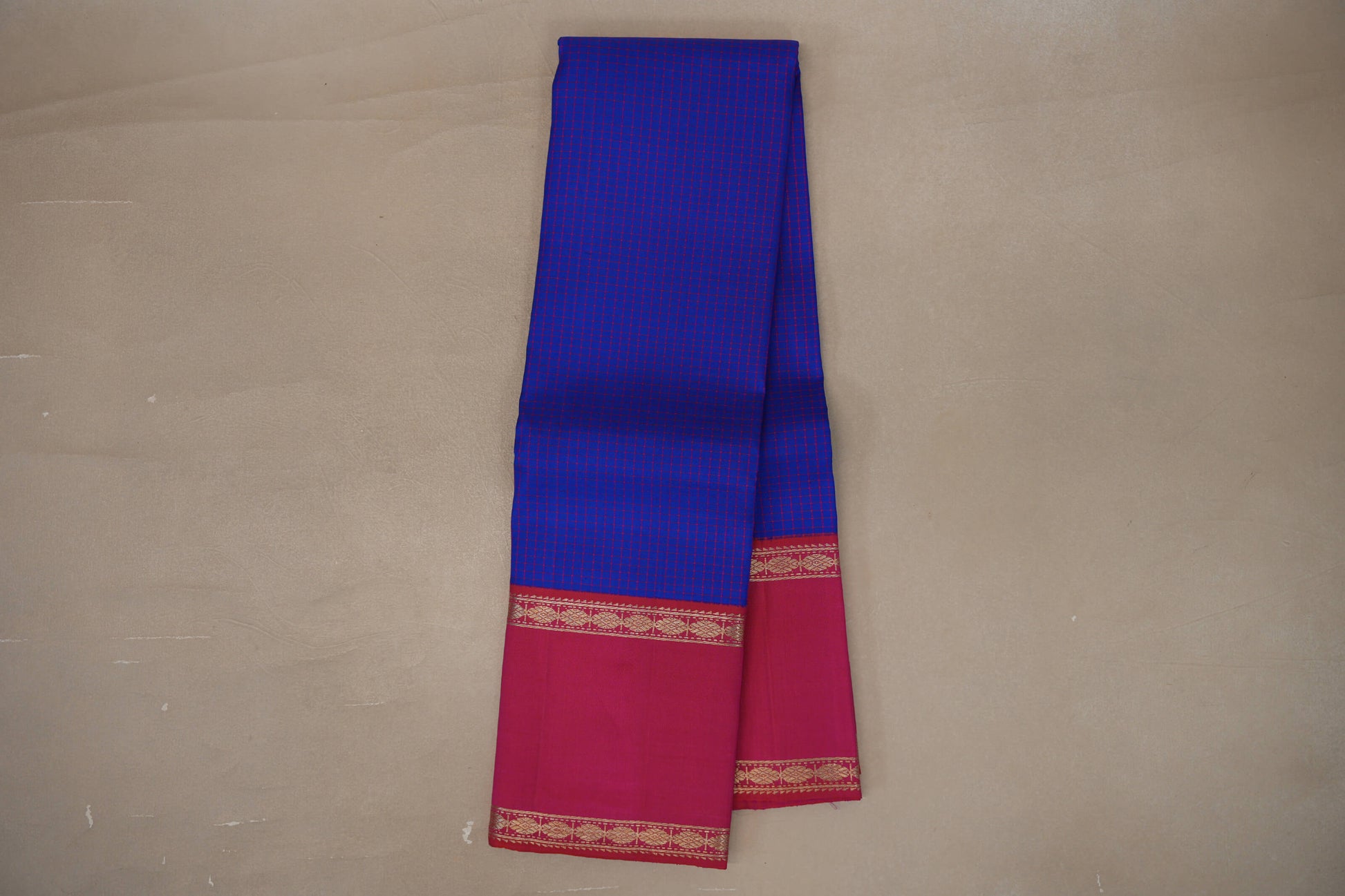 Online Royal Blue with Rettai Pettu Borders Vintage Kanjivaram Silk Saree