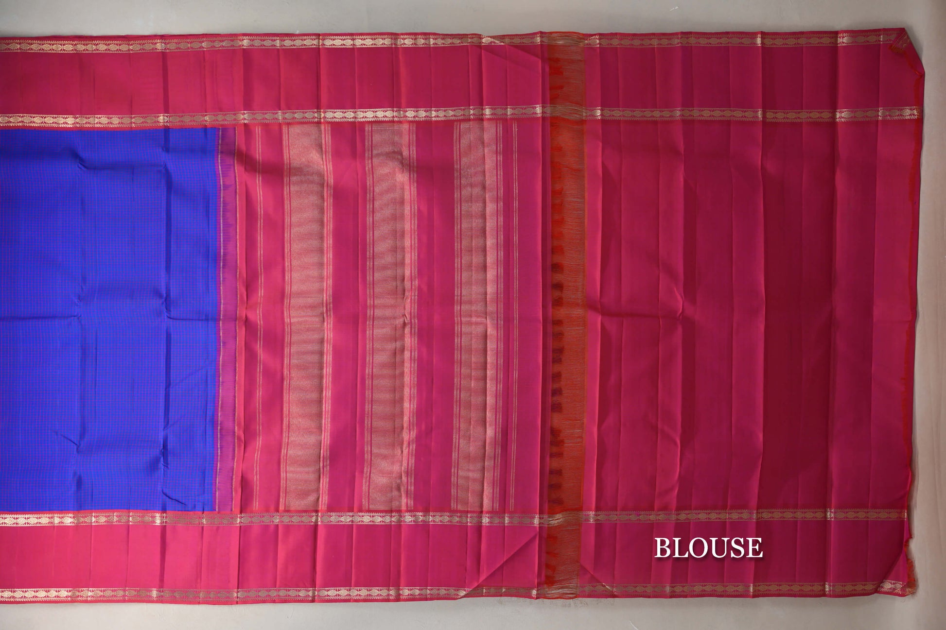 Royal Blue with Rettai Pettu Borders Vintage Kanjivaram Silk Saree blouse