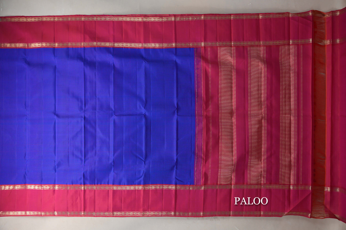 Royal Blue with Rettai Pettu Borders Vintage Kanjivaram Silk Saree paloo