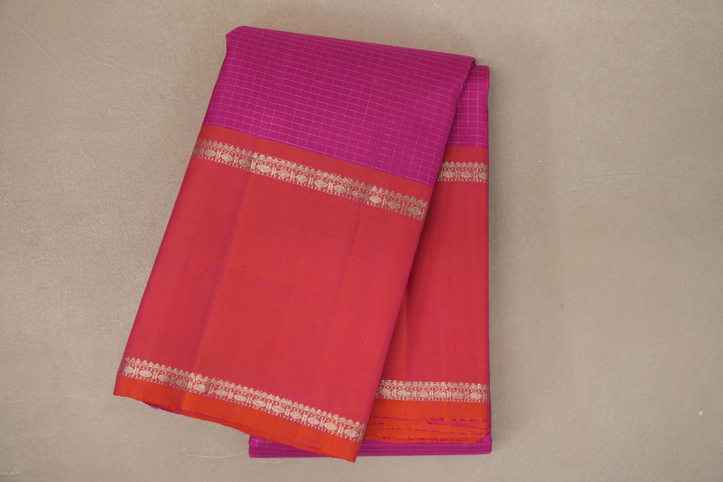 Bright Magenta with Rettai Pettu Borders Vintage Kanjivaram Silk Saree