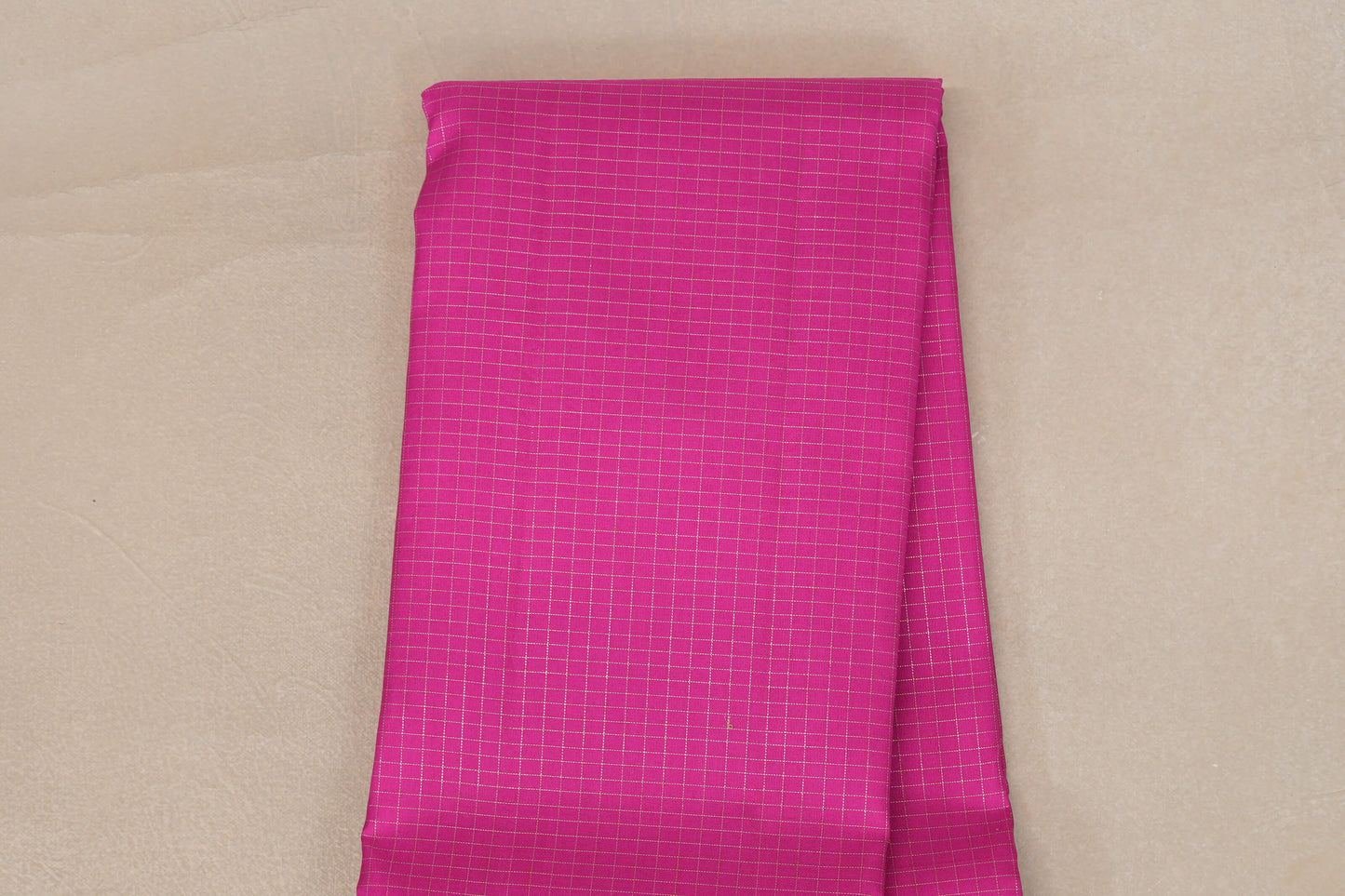 Bright Magenta with Rettai Pettu Borders Vintage Kanjivaram Silk Saree Zari Checks Body