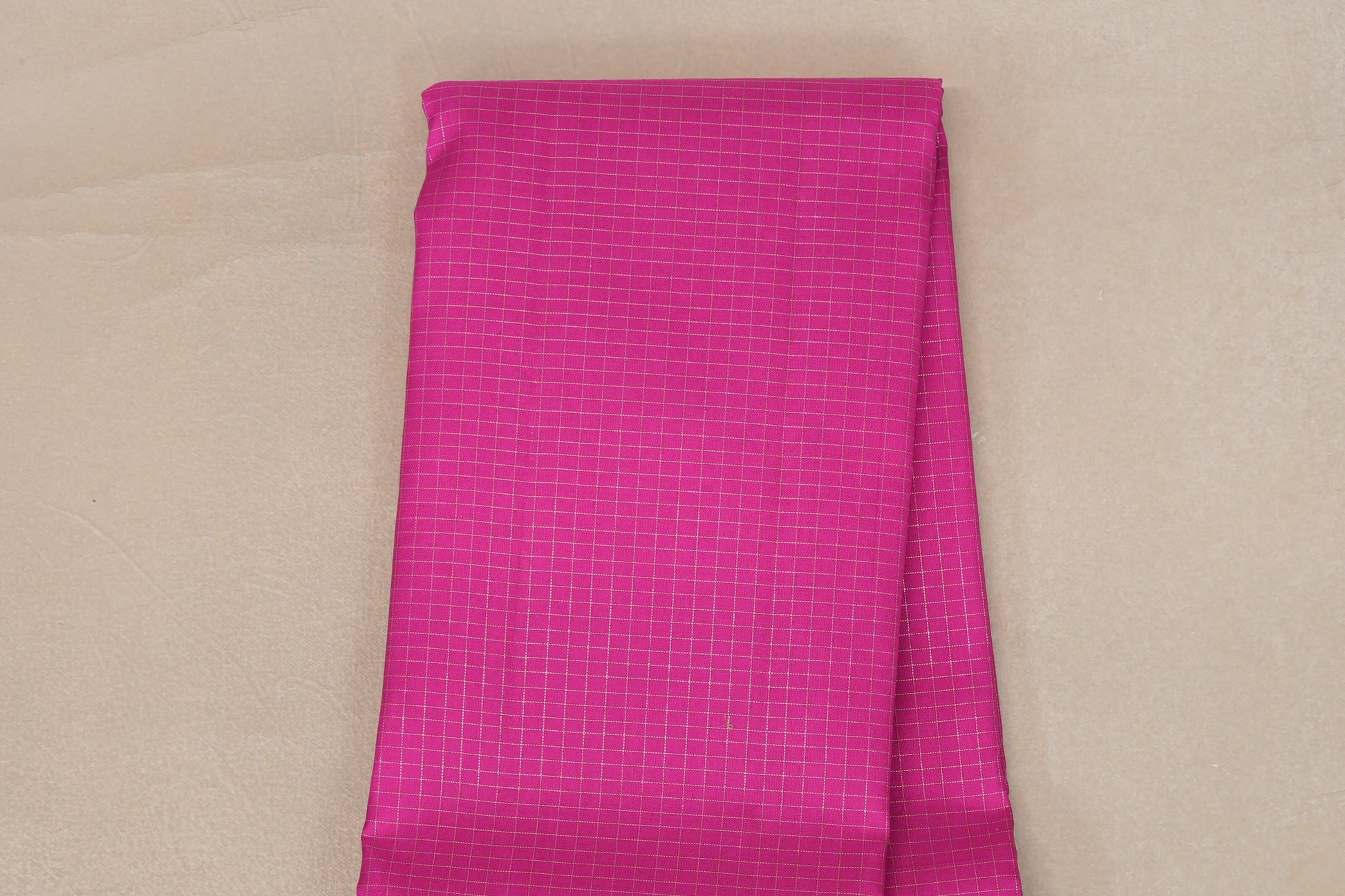 Bright Magenta with Rettai Pettu Borders Vintage Kanjivaram Silk Saree Zari Checks Body