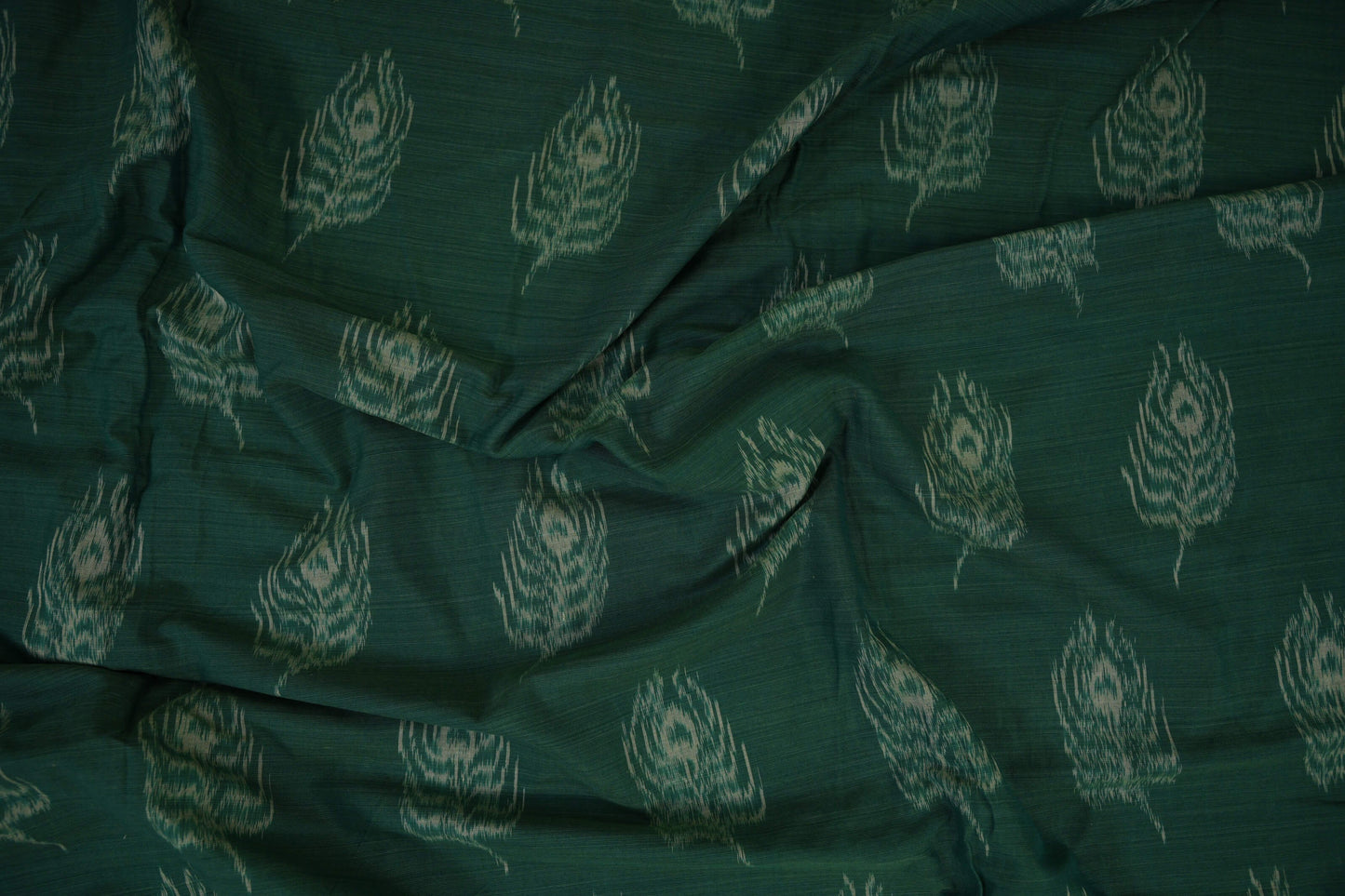 Teal Green Ikat Cotton Saree zoom