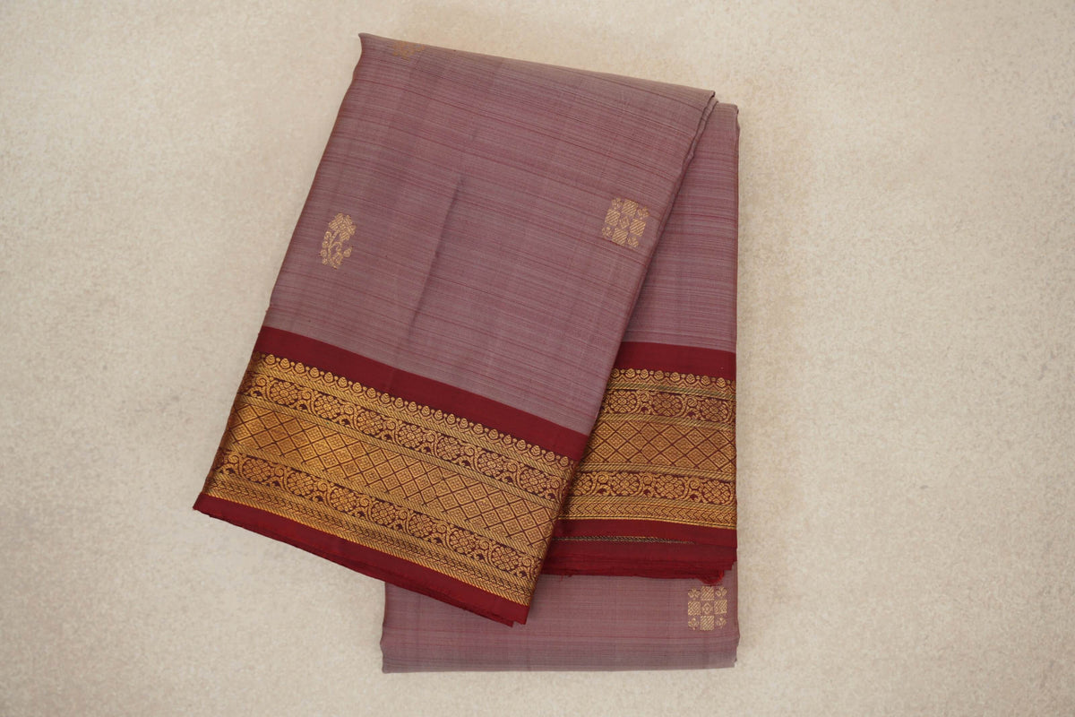 folded Onion Pink Vintage Kanjivaram Silk Saree